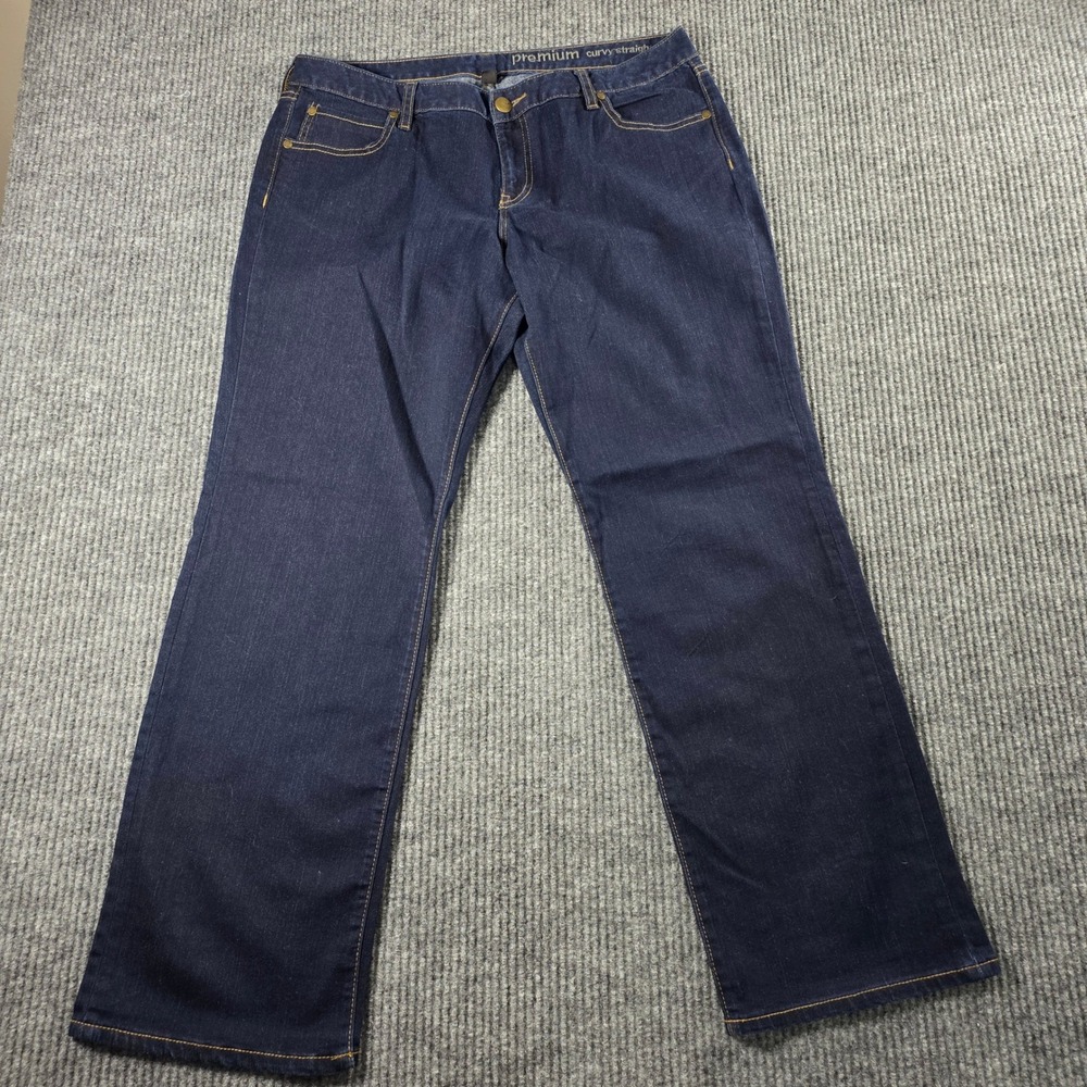 Gap Premium Curvy Straight Jeans Dark Wash Denim Blue Womens Size 14/32A